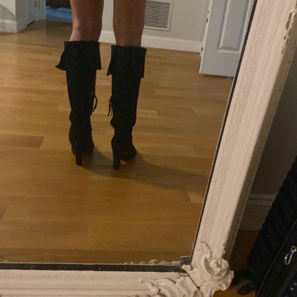 Ann Taylor Loft Black Over the Knee SUEDE Boots, Size 8.5 - Picture 12 of 16